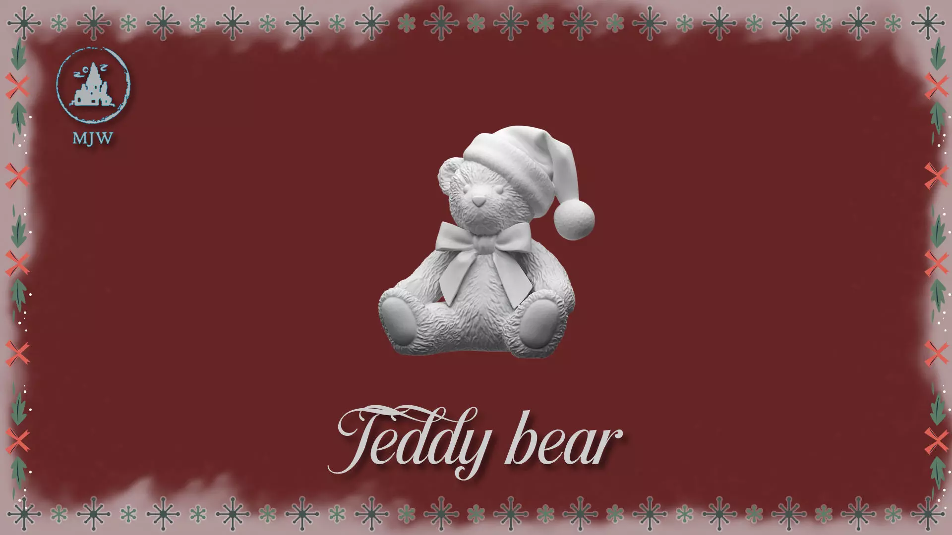 Christmas Teddy Bear Festive Miniature Toy 3D Printable STL 3D print model_6
