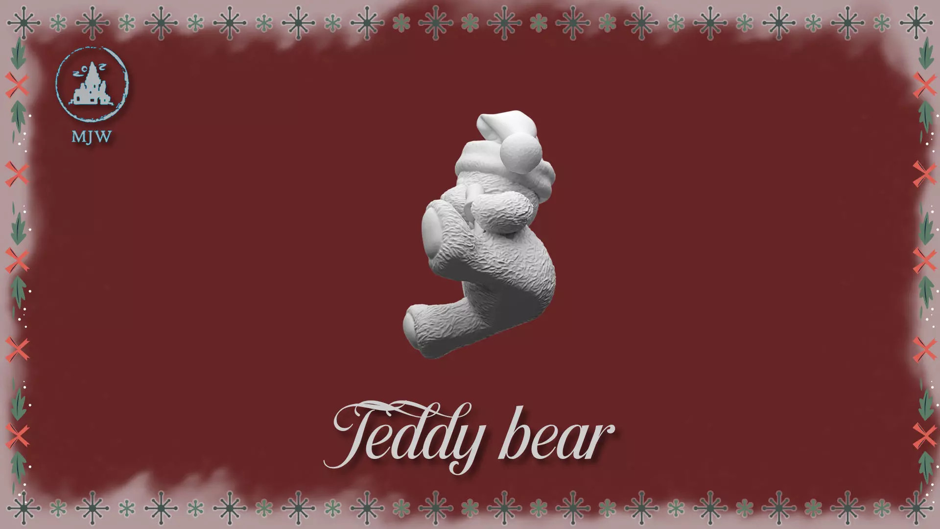 Christmas Teddy Bear Festive Miniature Toy 3D Printable STL 3D print model_7