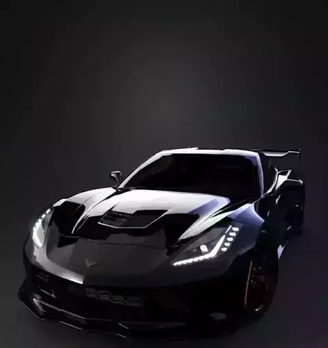 Glistening Black Sports Car Rear View 3D model