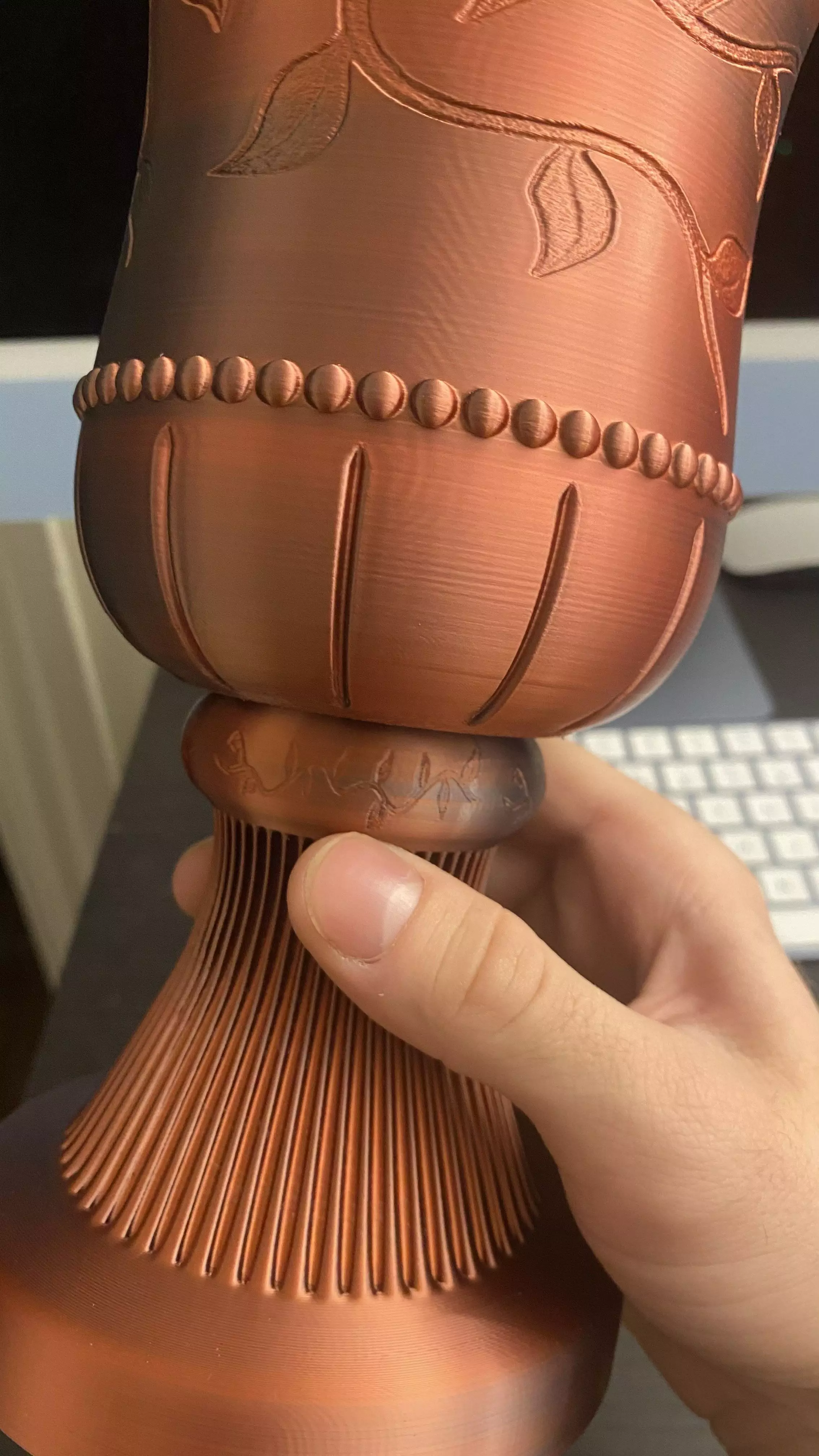 Gothic Vine Planter Pot with Water drip Pedestal  3D print model_8