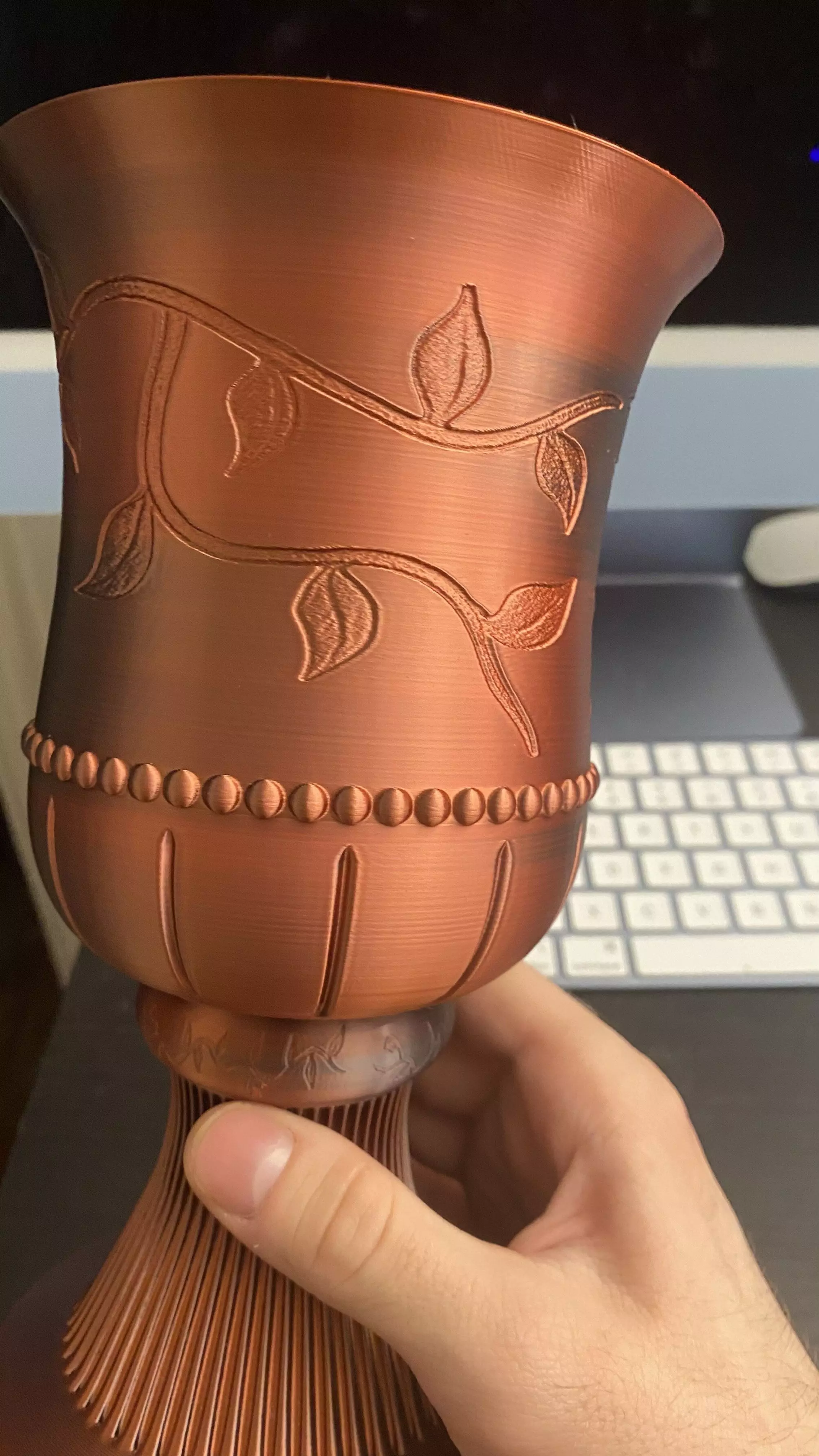 Gothic Vine Planter Pot with Water drip Pedestal  3D print model_7