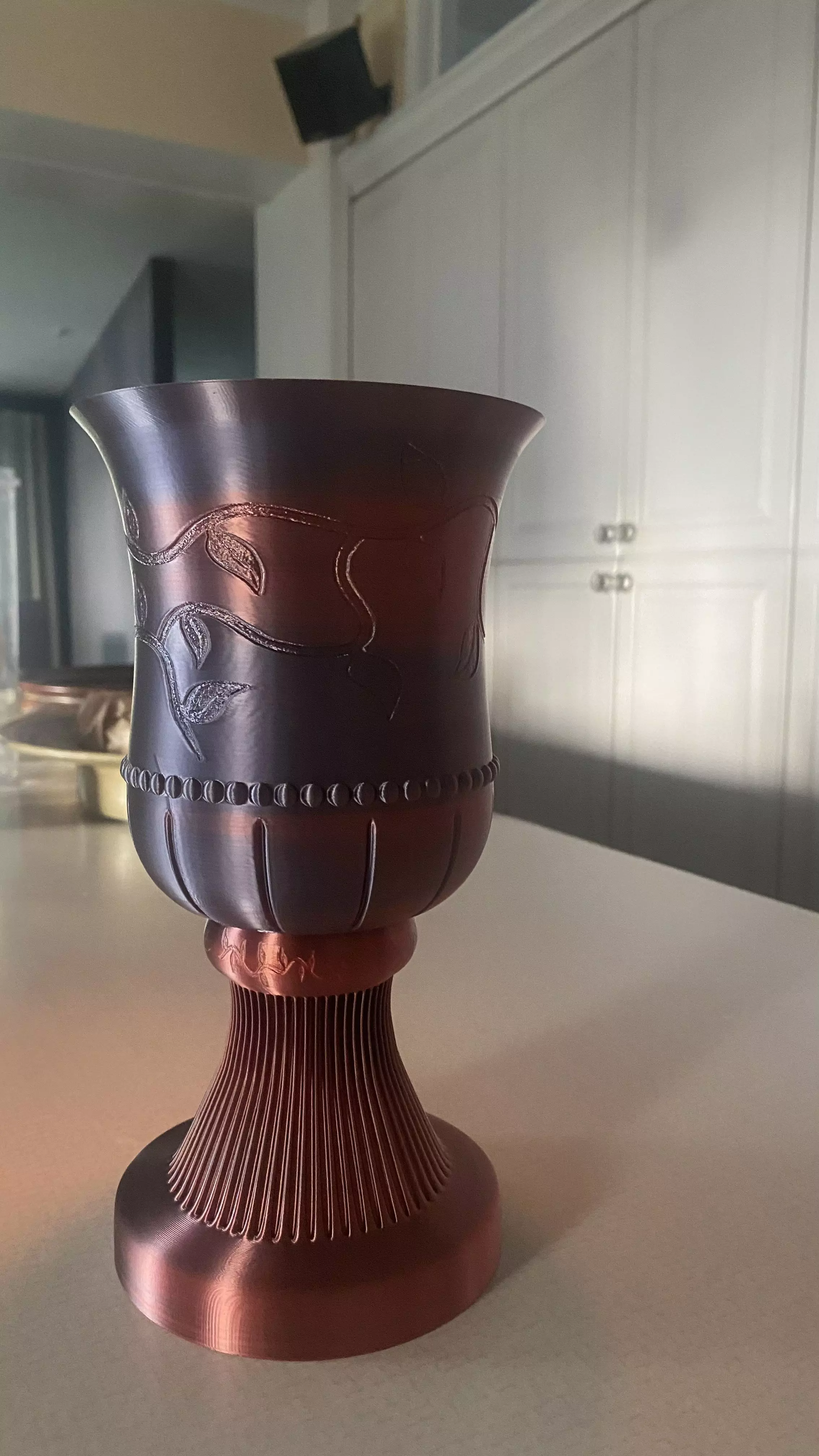 Gothic Vine Planter Pot with Water drip Pedestal  3D print model_4