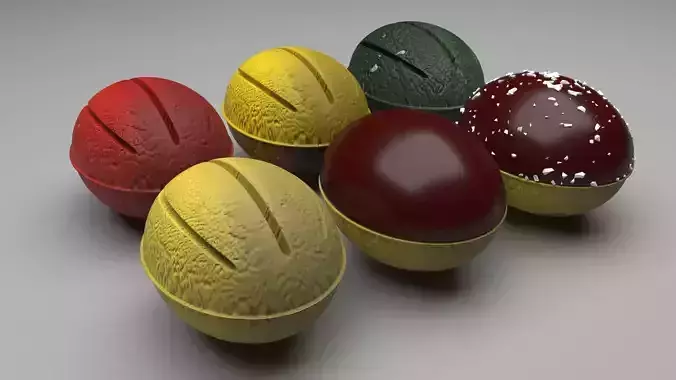 Walnut Shaped Cookies Set 3D model