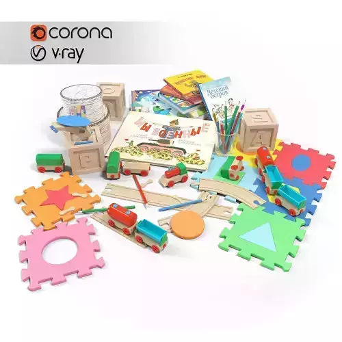 Toy Set corona way wooden 3D model