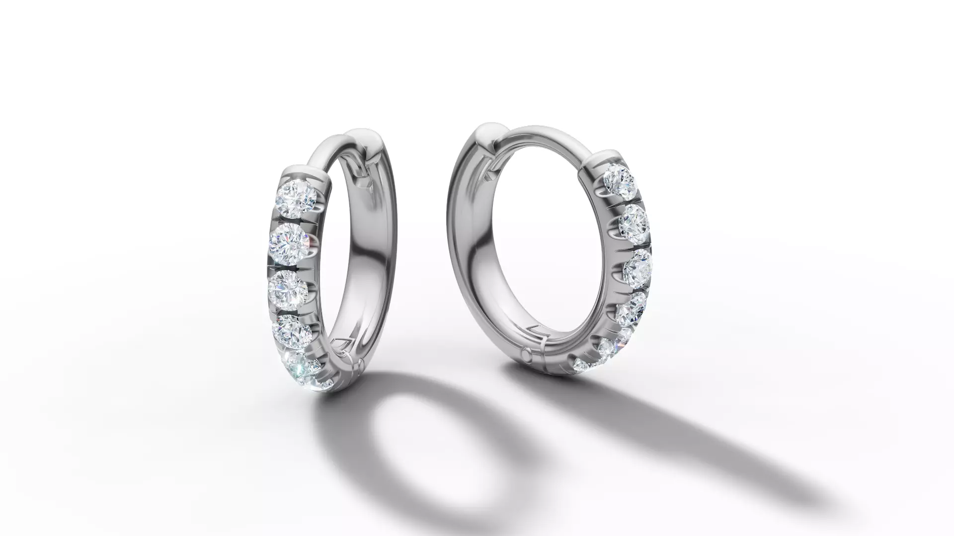 Hoop earrings Diamond Earrings 13mm size 3d model 3D print model_26