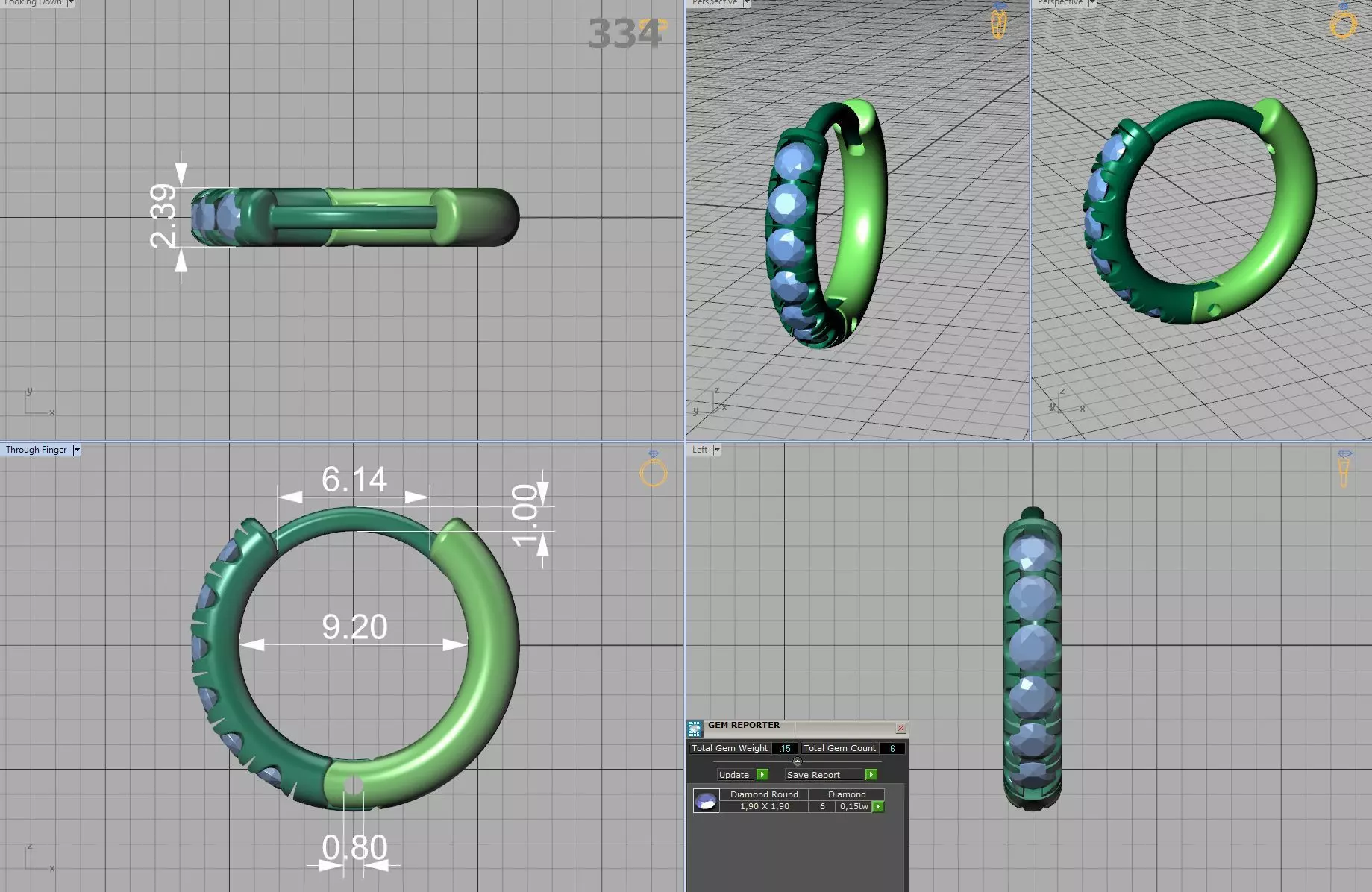 Hoop earrings Diamond Earrings 13mm size 3d model 3D print model_8