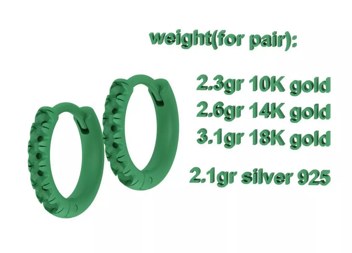 Hoop earrings Diamond Earrings 13mm size 3d model 3D print model_10