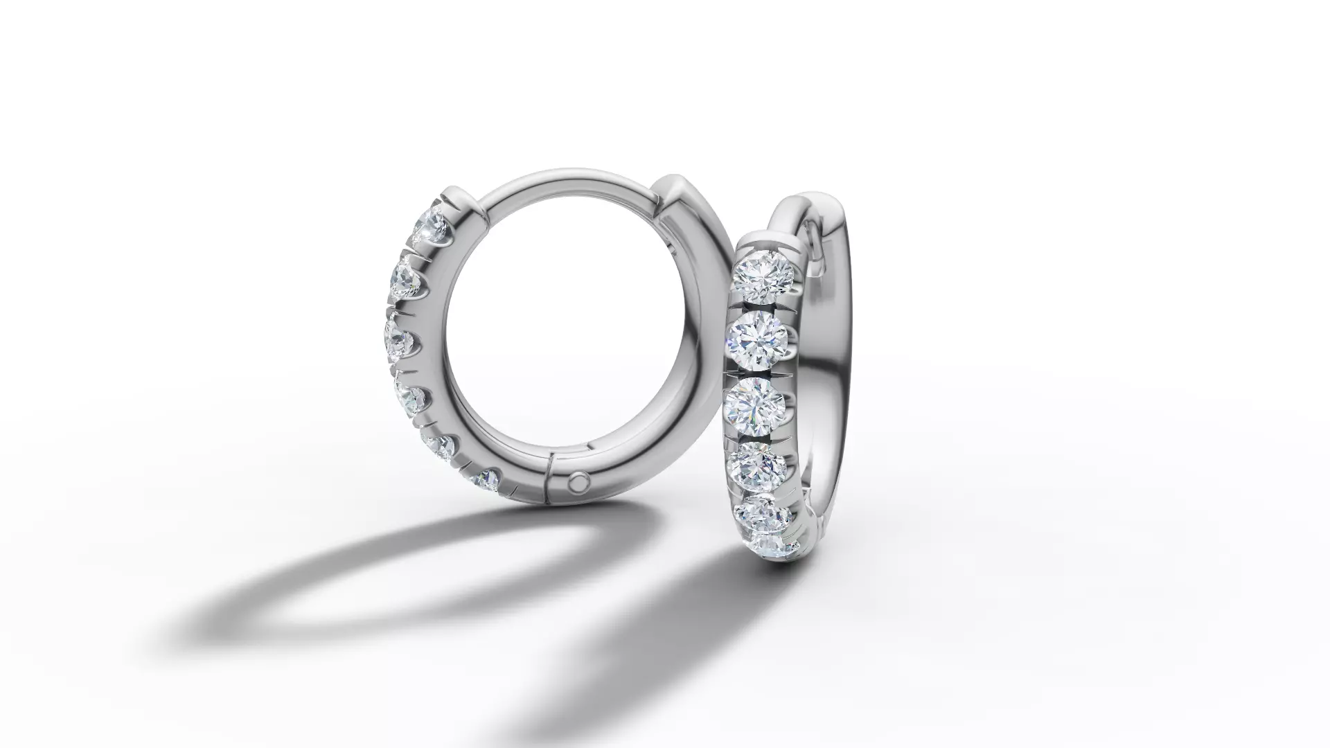 Hoop earrings Diamond Earrings 13mm size 3d model 3D print model_4