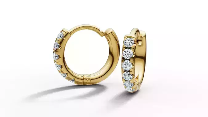 Hoop earrings Diamond Earrings 13mm size 3d model 3D print model