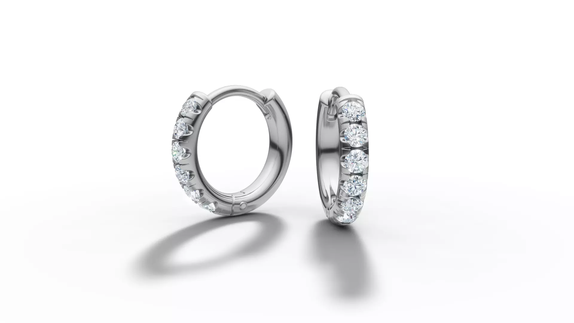 Hoop earrings Diamond Earrings 13mm size 3d model 3D print model_21