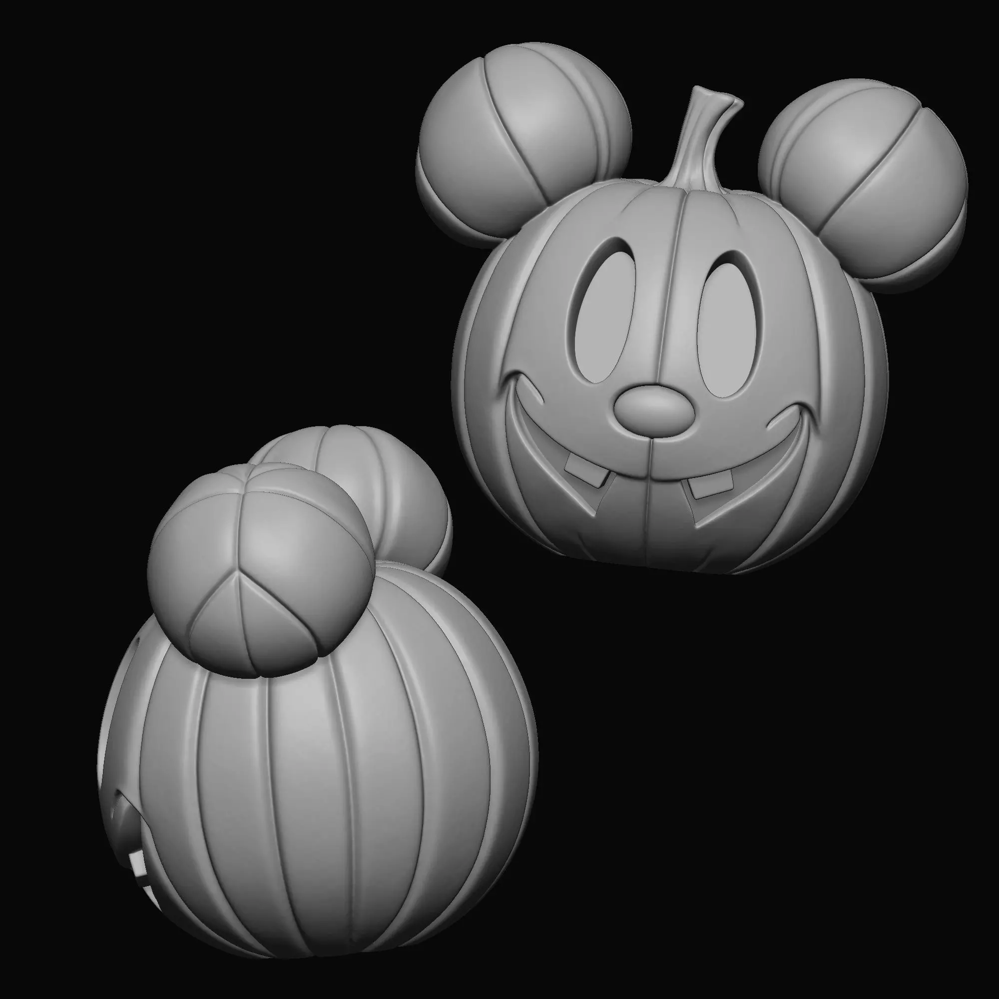 Mickey Halloween Pumpkin Duo Decor and Carved Versions Free 3D print model_9