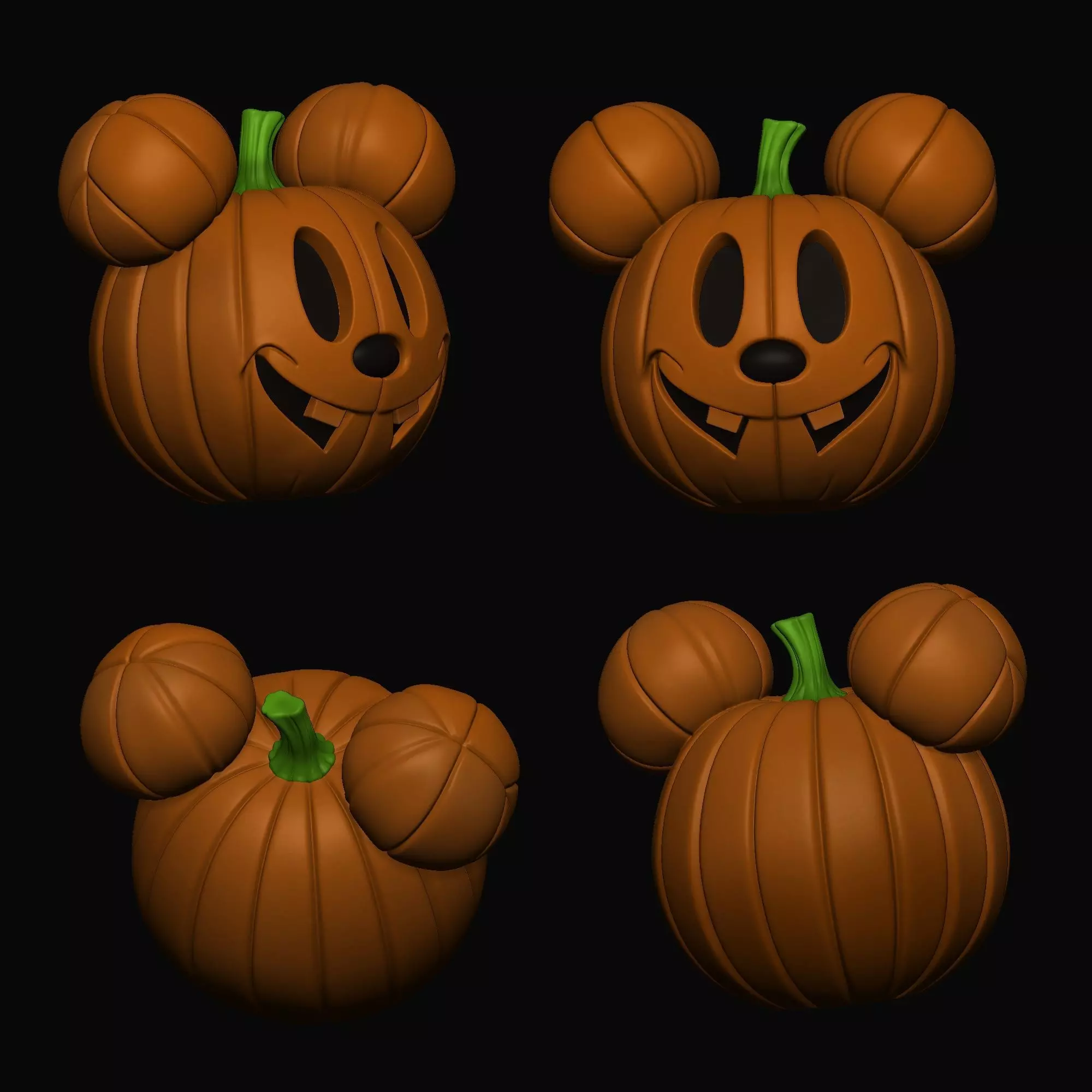 Mickey Halloween Pumpkin Duo Decor and Carved Versions Free 3D print model_8