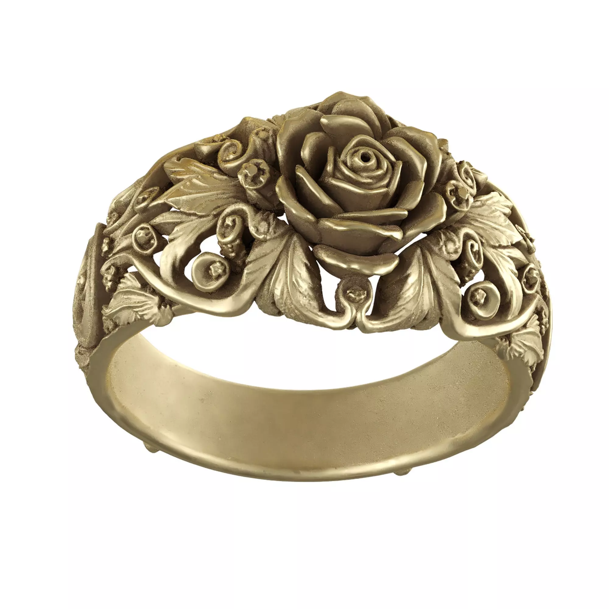 Golden rose Ring 3D print model_1