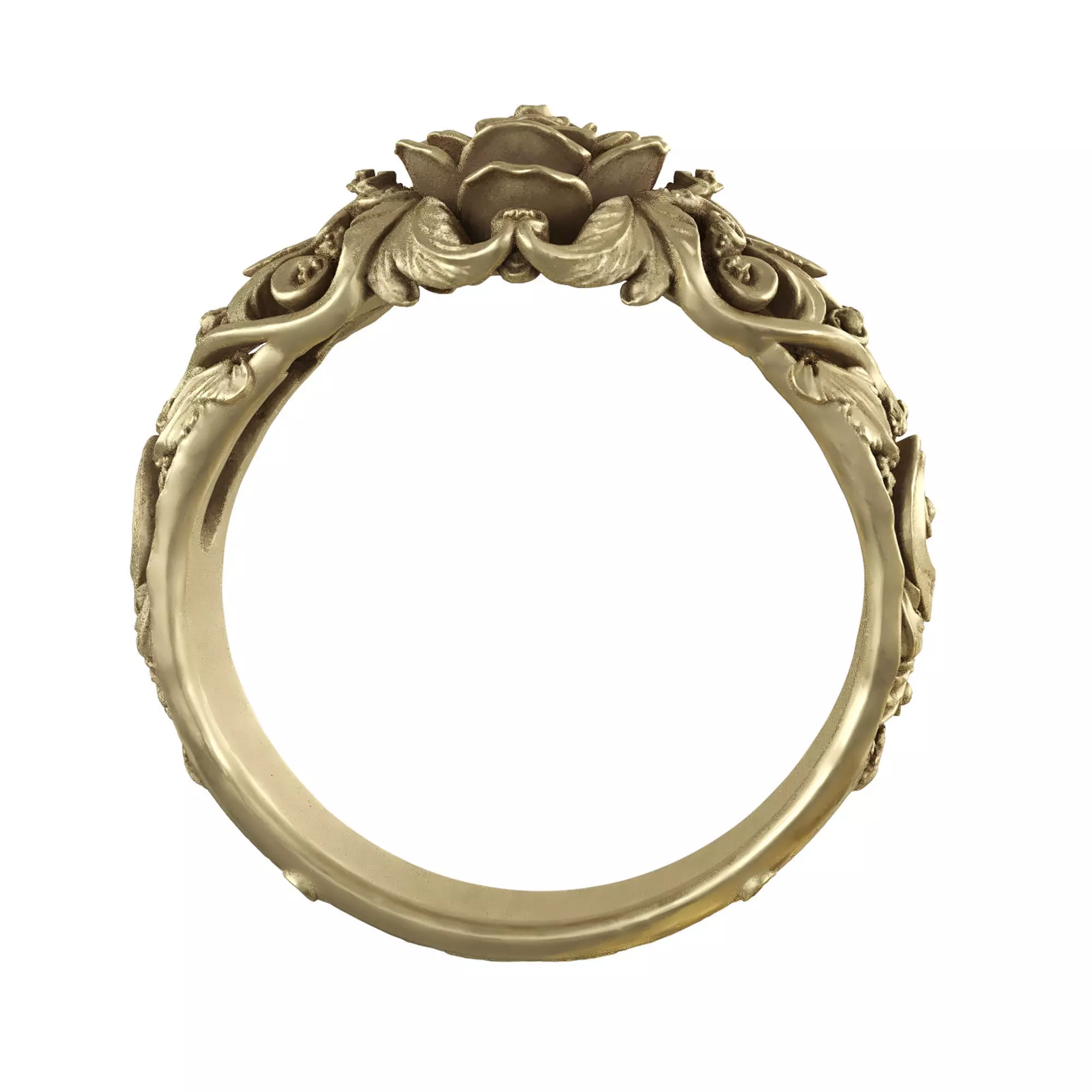Golden rose Ring 3D print model_3