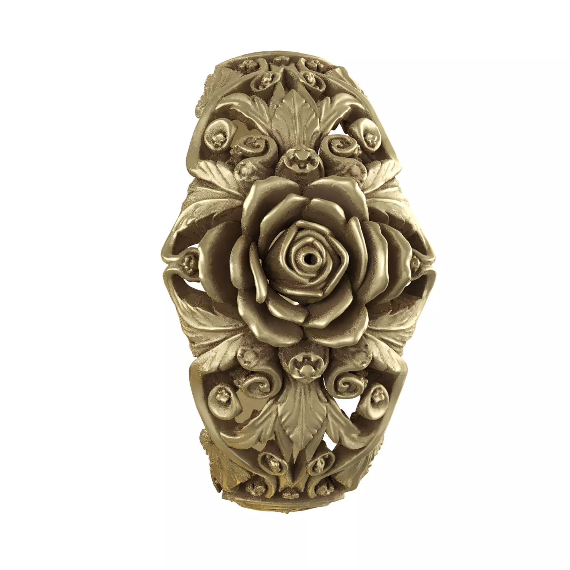 Golden rose Ring 3D print model_2