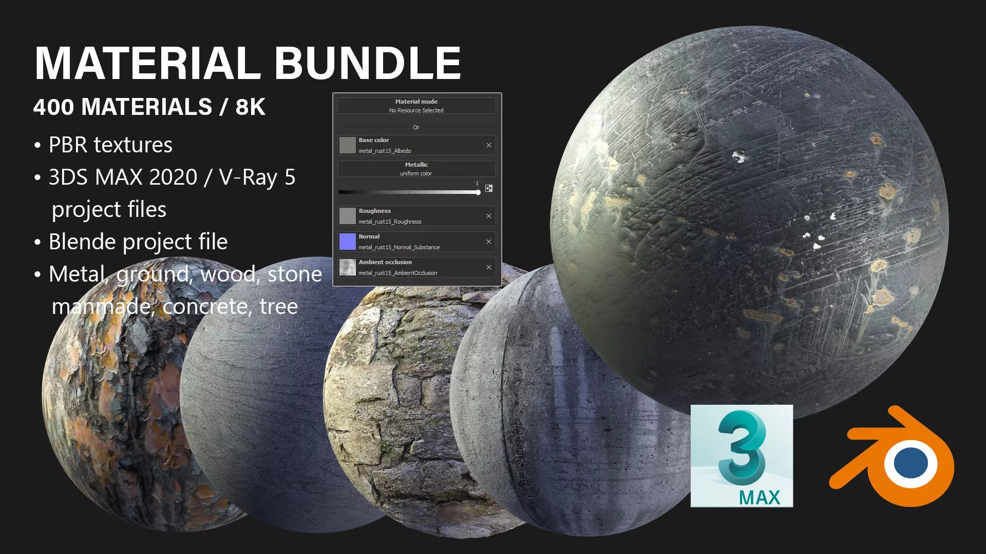 Material Bundle - 400 Materials - 8K Texture