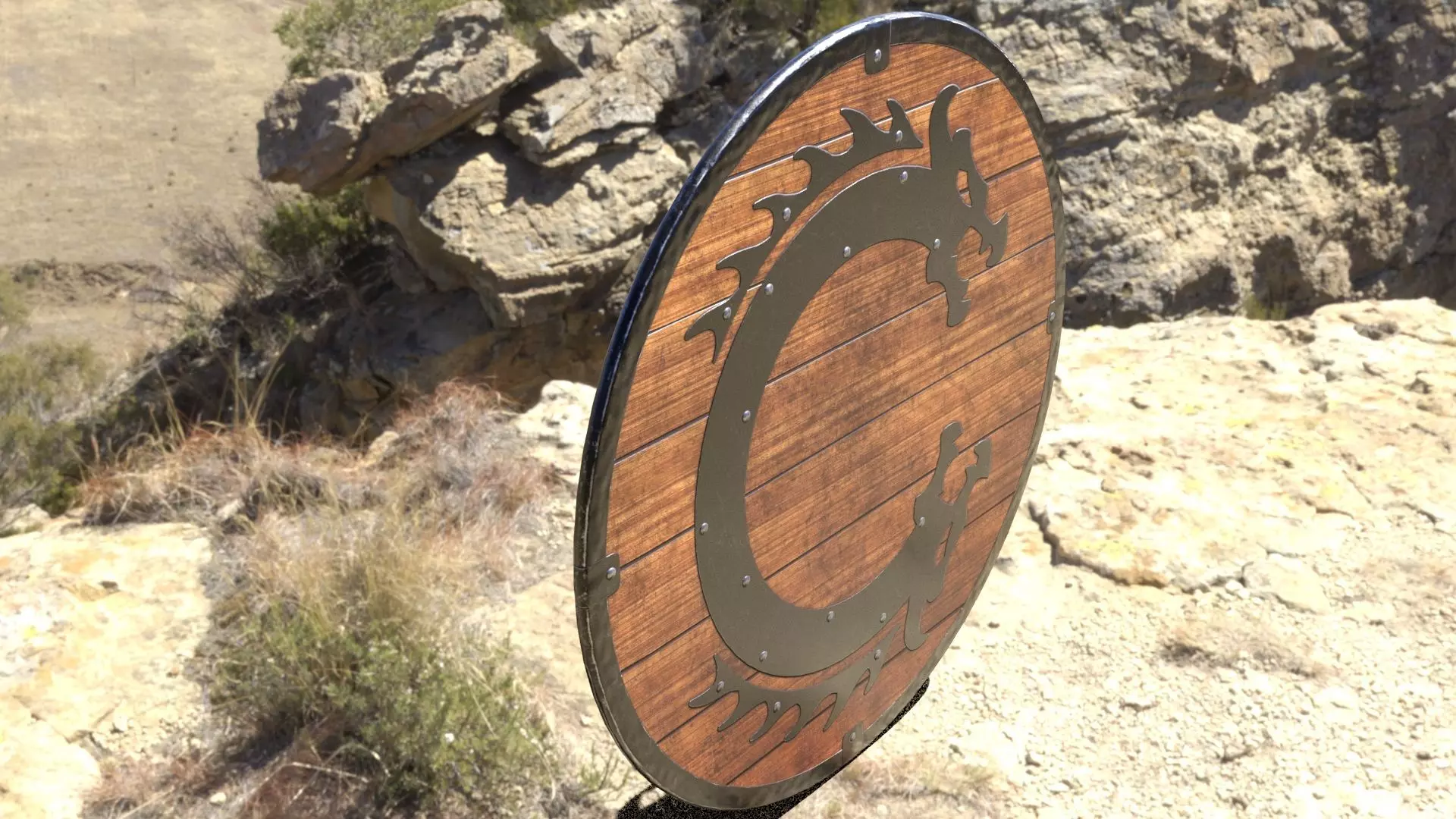 Viking Serpent Shield Low-poly 3D model_5