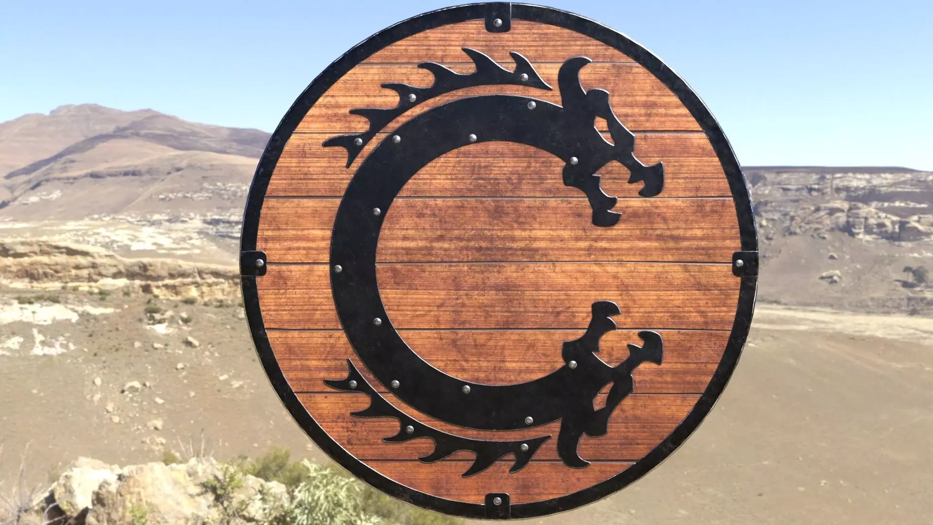 Viking Serpent Shield Low-poly 3D model_0