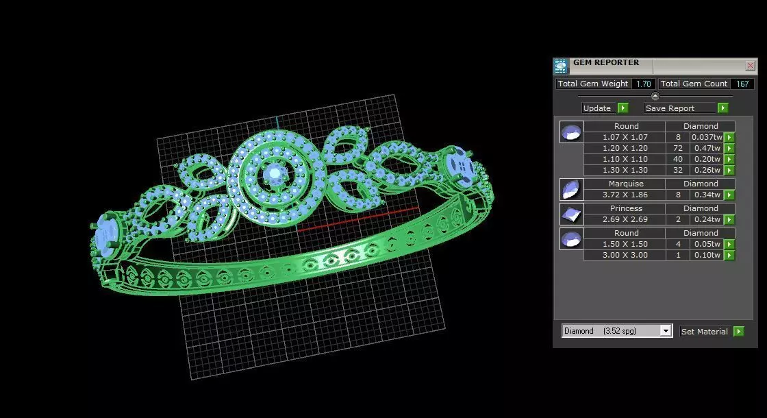 Diamond Moving Bracelet  3D print model_3