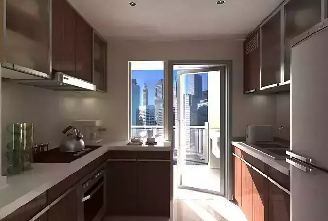 modular kitchen Low-poly 3D model
