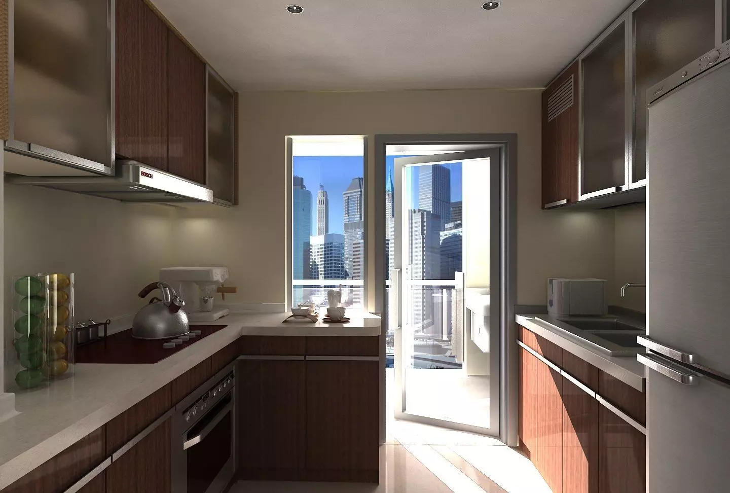 modular kitchen Low-poly 3D model_0