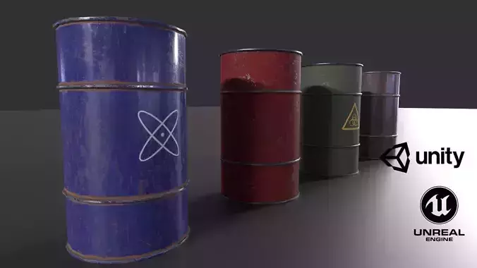 industrial and laboratory barrels Game-ready 