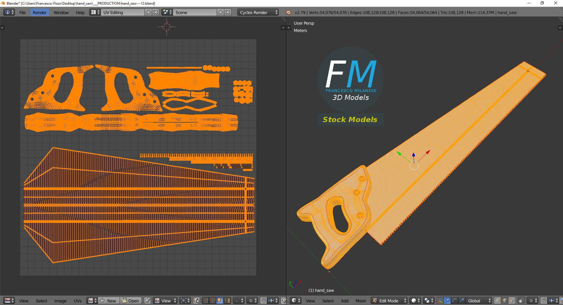 Hand saw 3D model_10