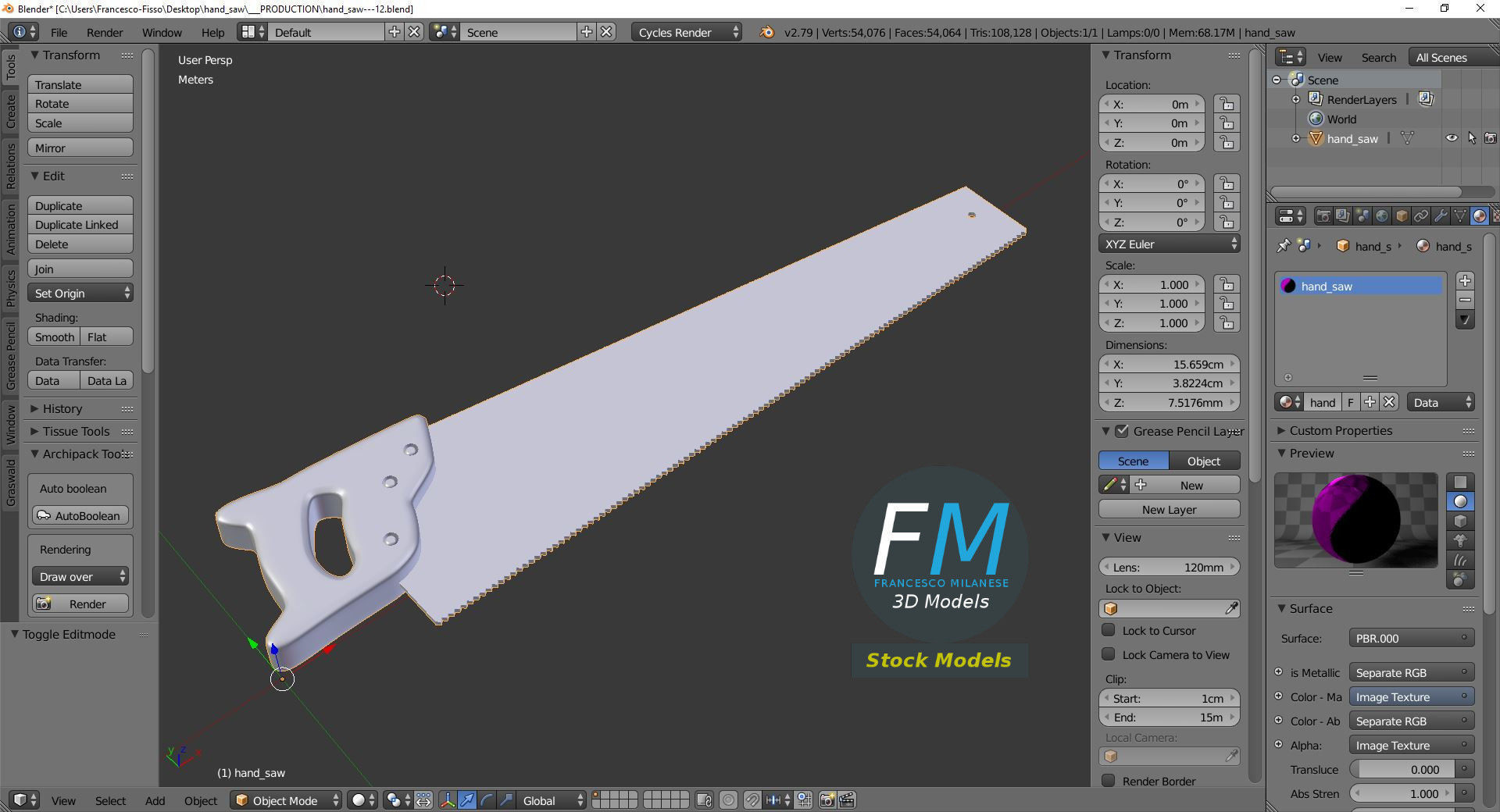 Hand saw 3D model_9