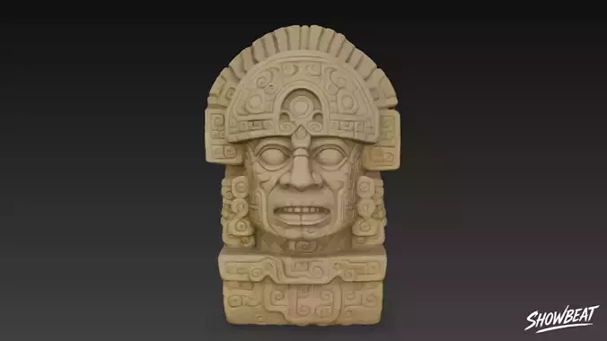Aztec Stone Head of Quetzalcoatl