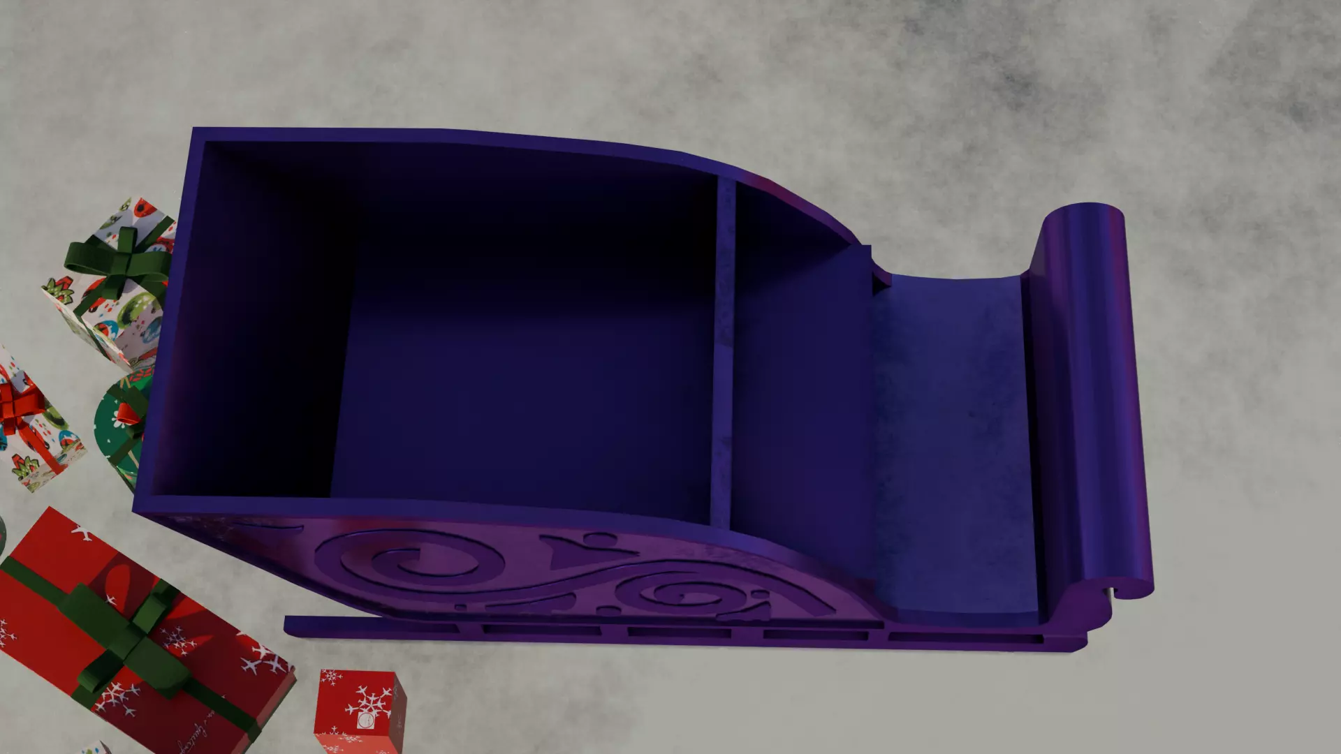 Low Poly Santa Sleigh 1964 Rudolph the Red Nose Reindeer Low-poly 3D model_17