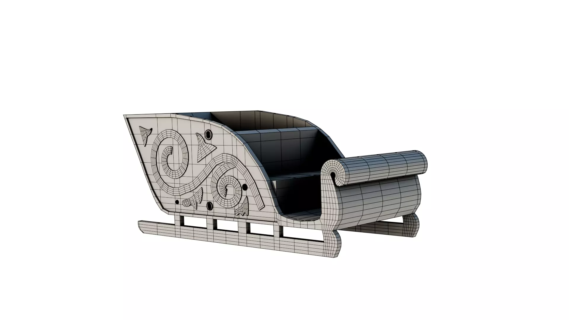 Low Poly Santa Sleigh 1964 Rudolph the Red Nose Reindeer Low-poly 3D model_3