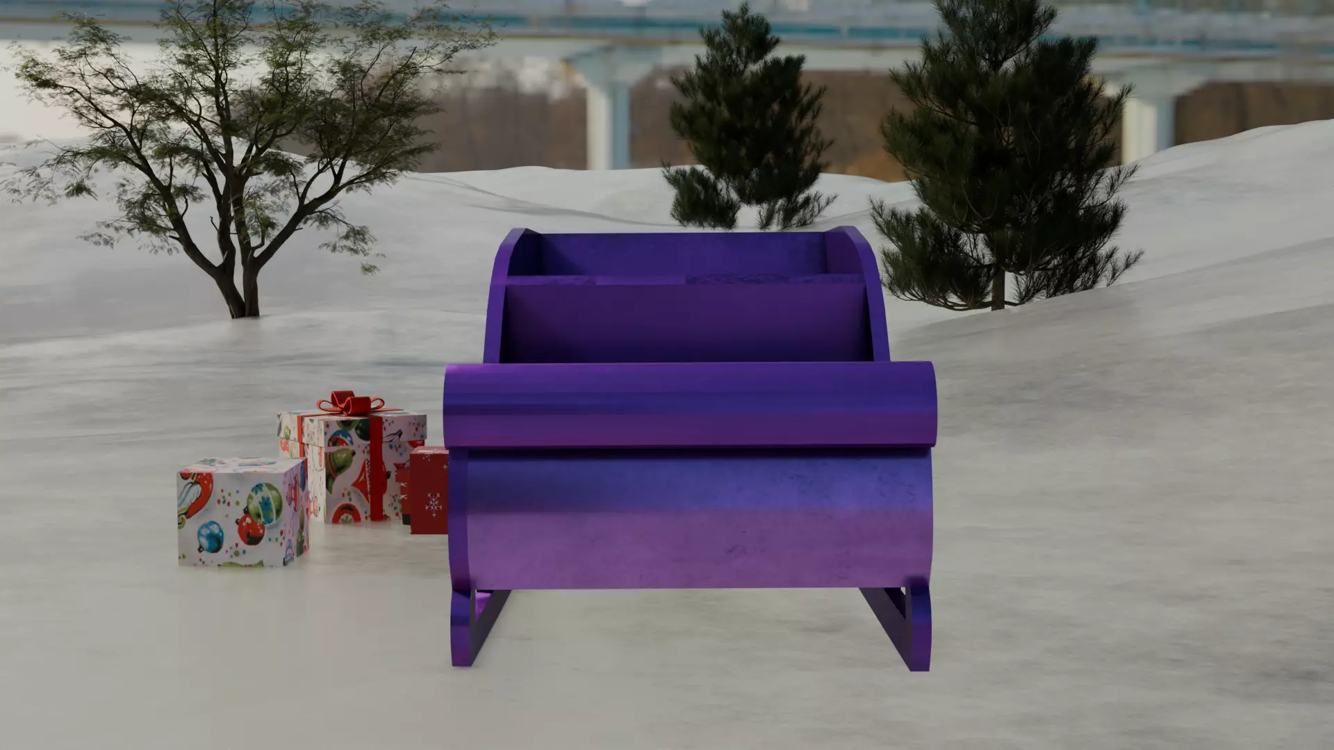 Low Poly Santa Sleigh 1964 Rudolph the Red Nose Reindeer Low-poly 3D model_13