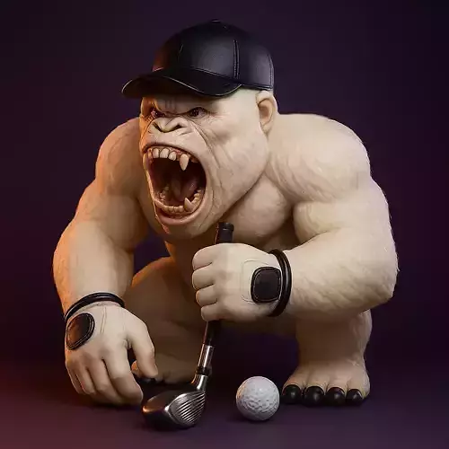 Gorilla Silverback Golf Statue toy 3D print model