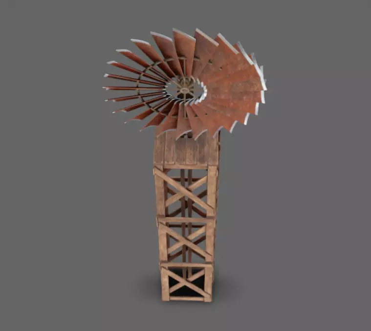 Windmill Low-poly 3D model_9