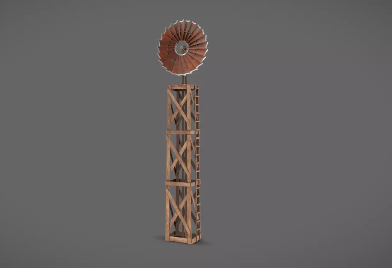 Windmill Low-poly 3D model_1