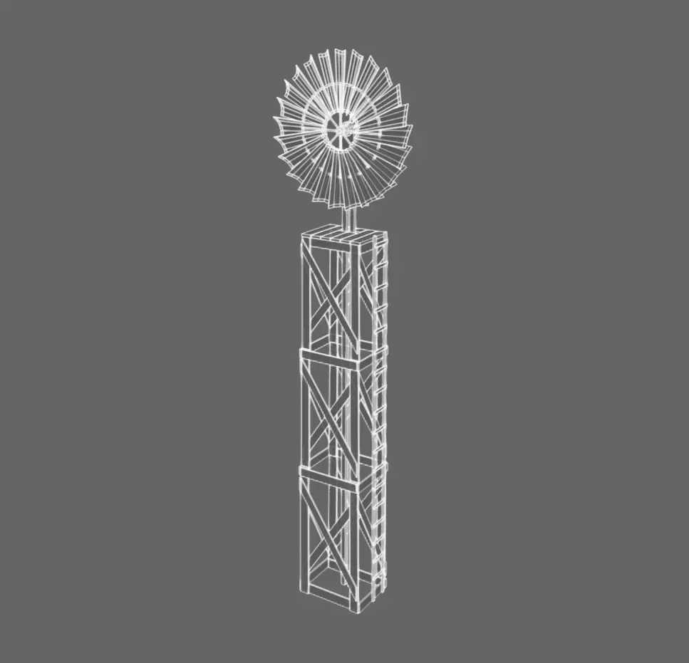 Windmill Low-poly 3D model_13
