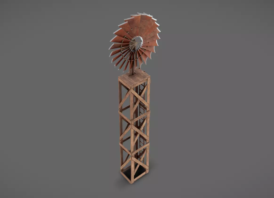Windmill Low-poly 3D model_3