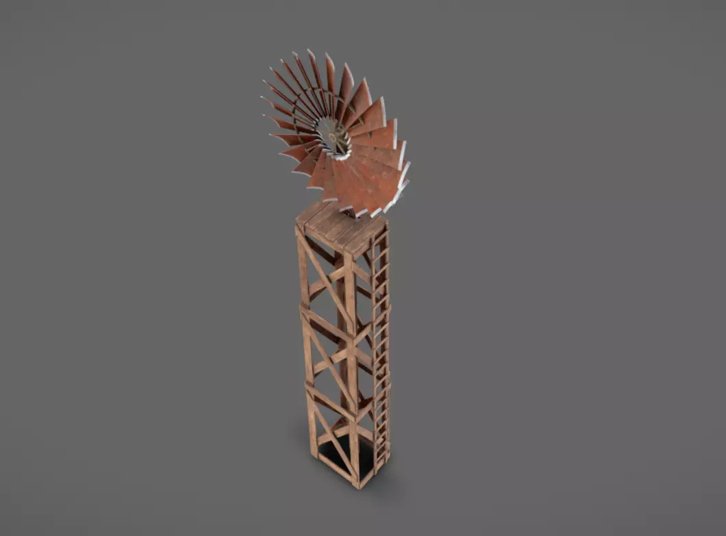 Windmill Low-poly 3D model_4