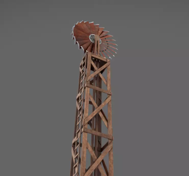Windmill Low-poly 3D model_8
