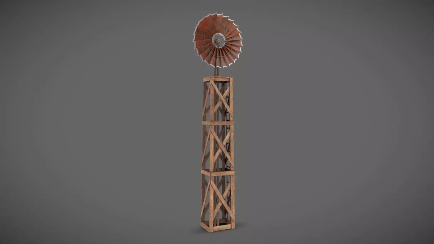 Windmill Low-poly 3D model_0