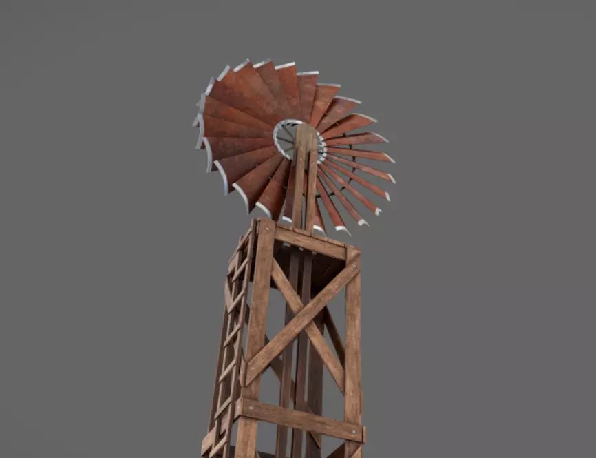 Windmill Low-poly 3D model_7
