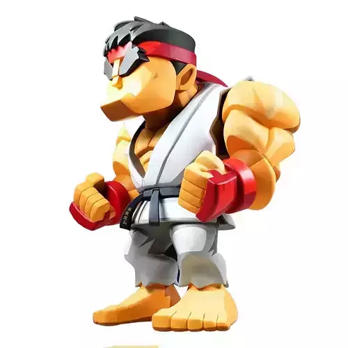  Fight Pose Ryu Street Fighter Red Band Low Poly Style toy 3D print model