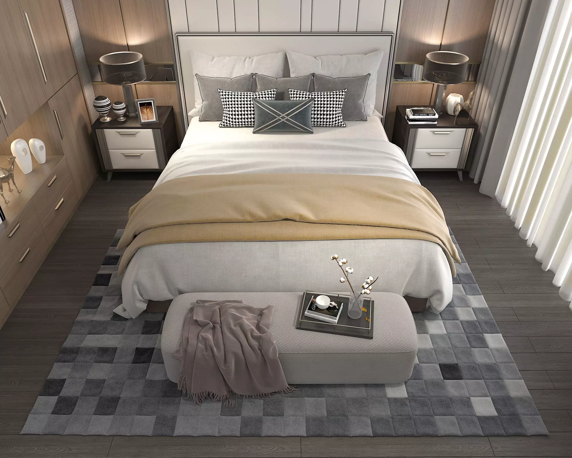 Modern Bedroom Scene 18 3D model_6