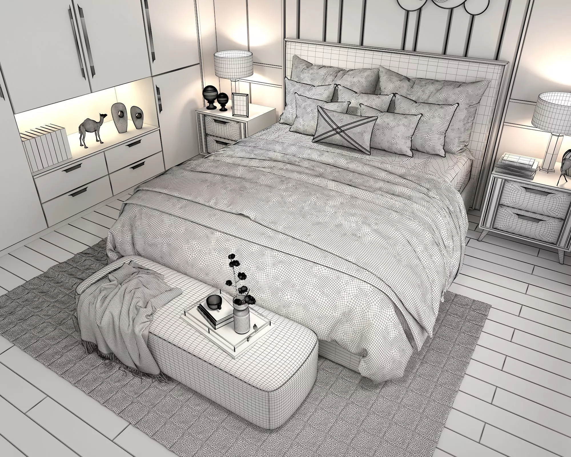 Modern Bedroom Scene 18 3D model_10