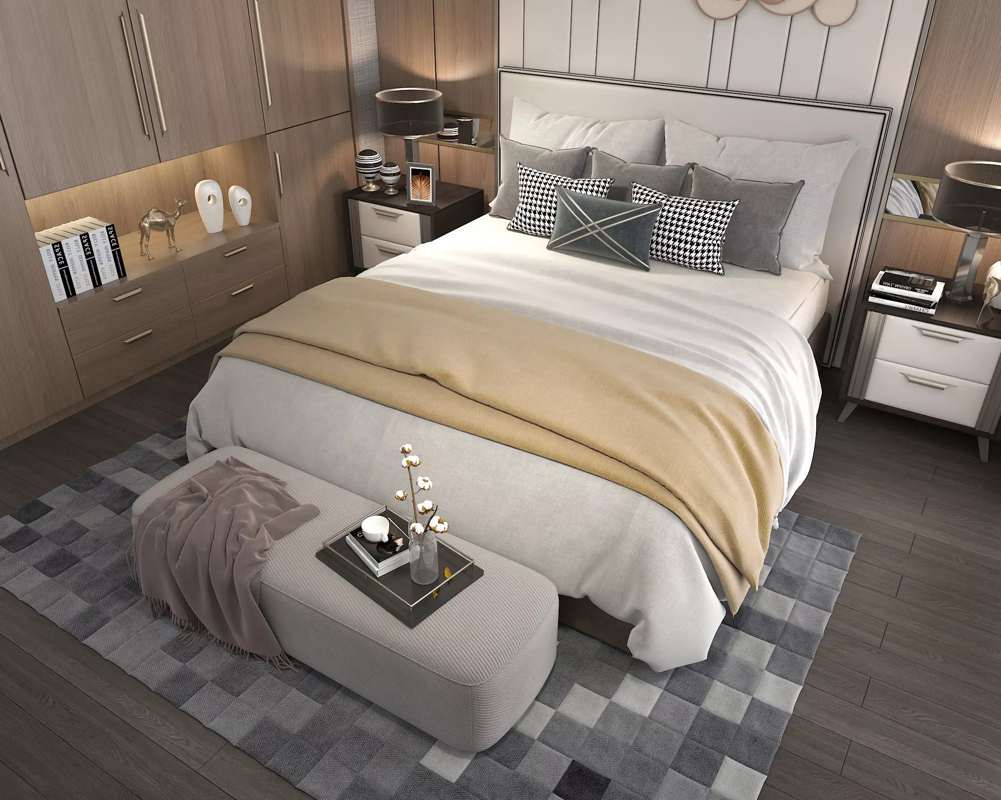 Modern Bedroom Scene 18 3D model_4