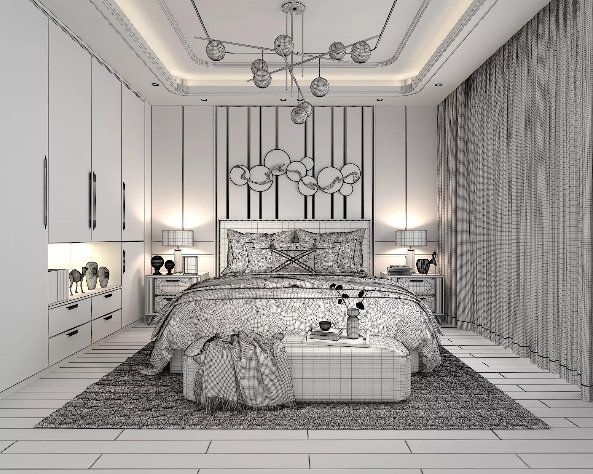 Modern Bedroom Scene 18 3D model_8