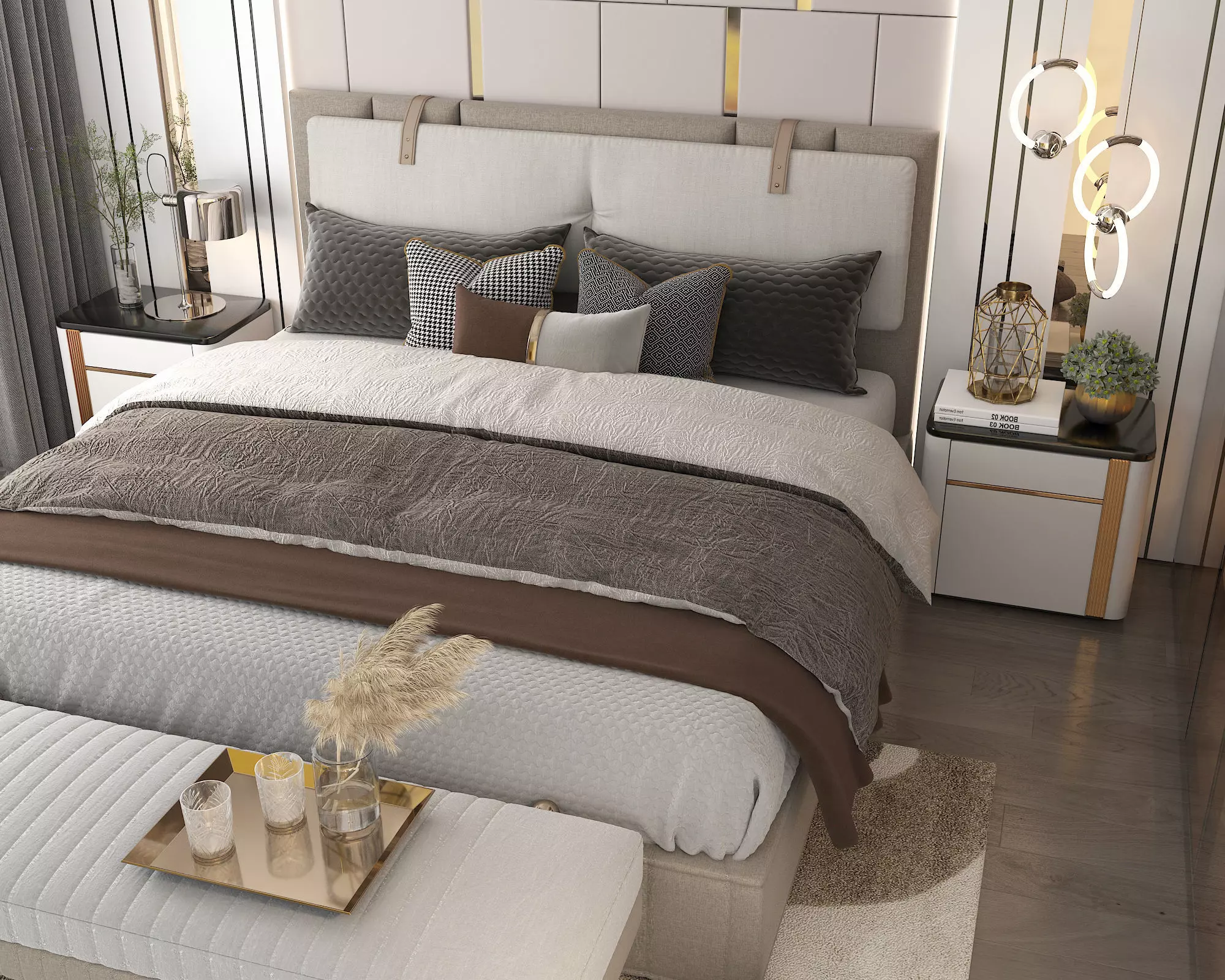 Modern Bedroom Scene 19 3D model_4
