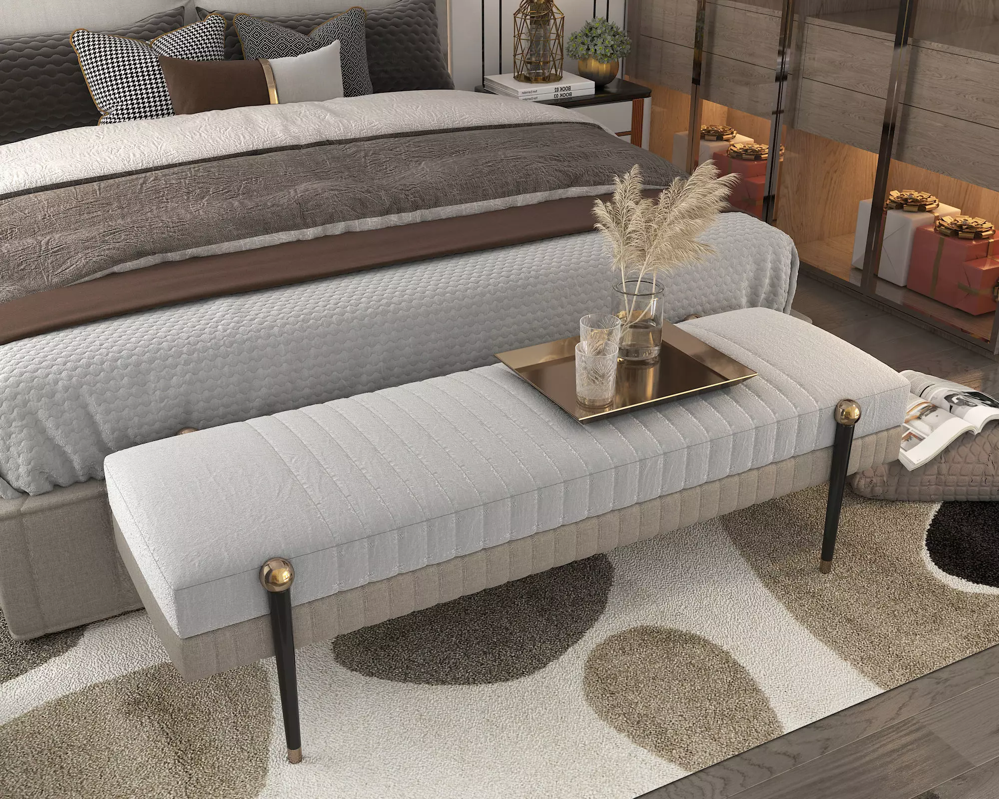 Modern Bedroom Scene 19 3D model_7