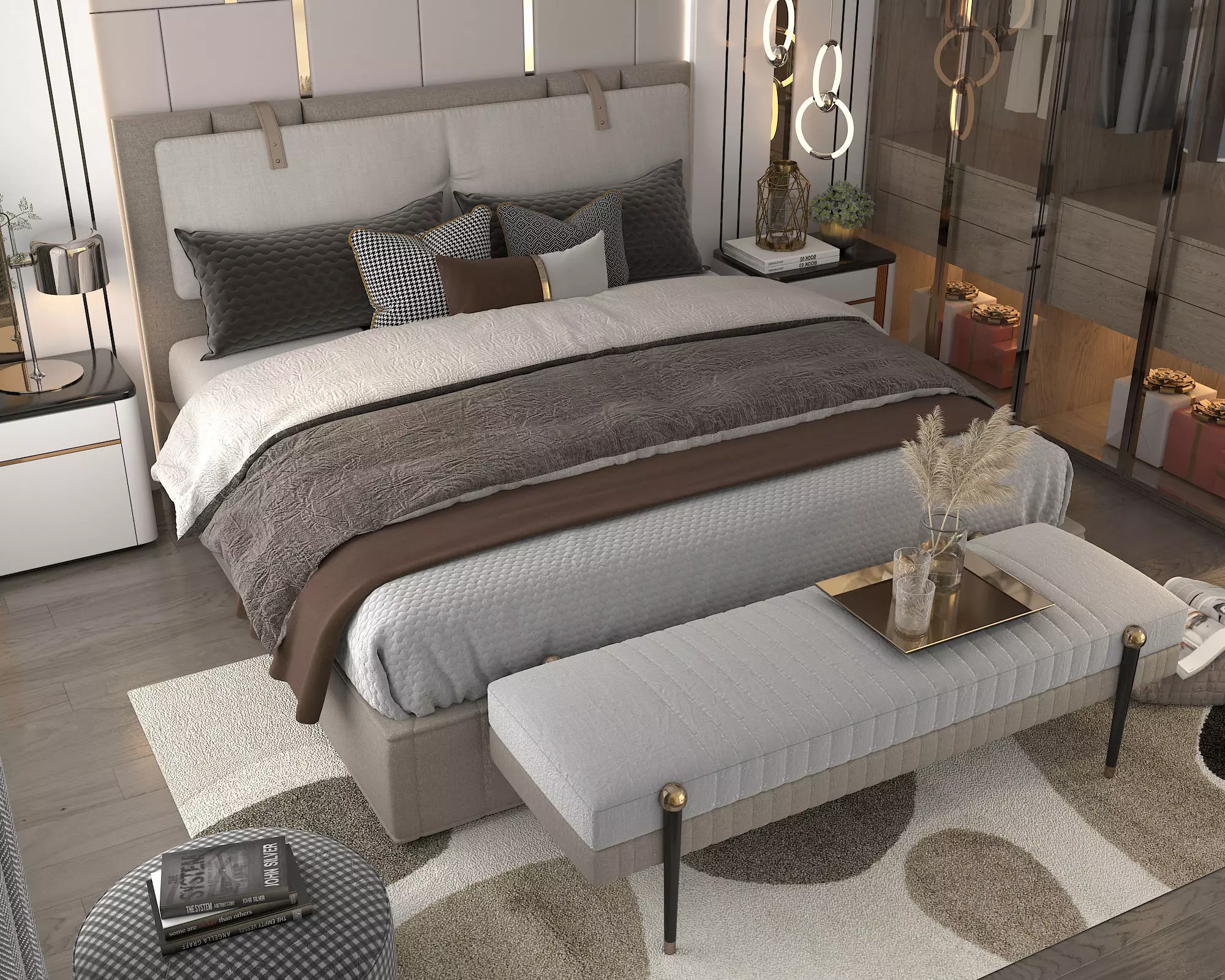 Modern Bedroom Scene 19 3D model_6