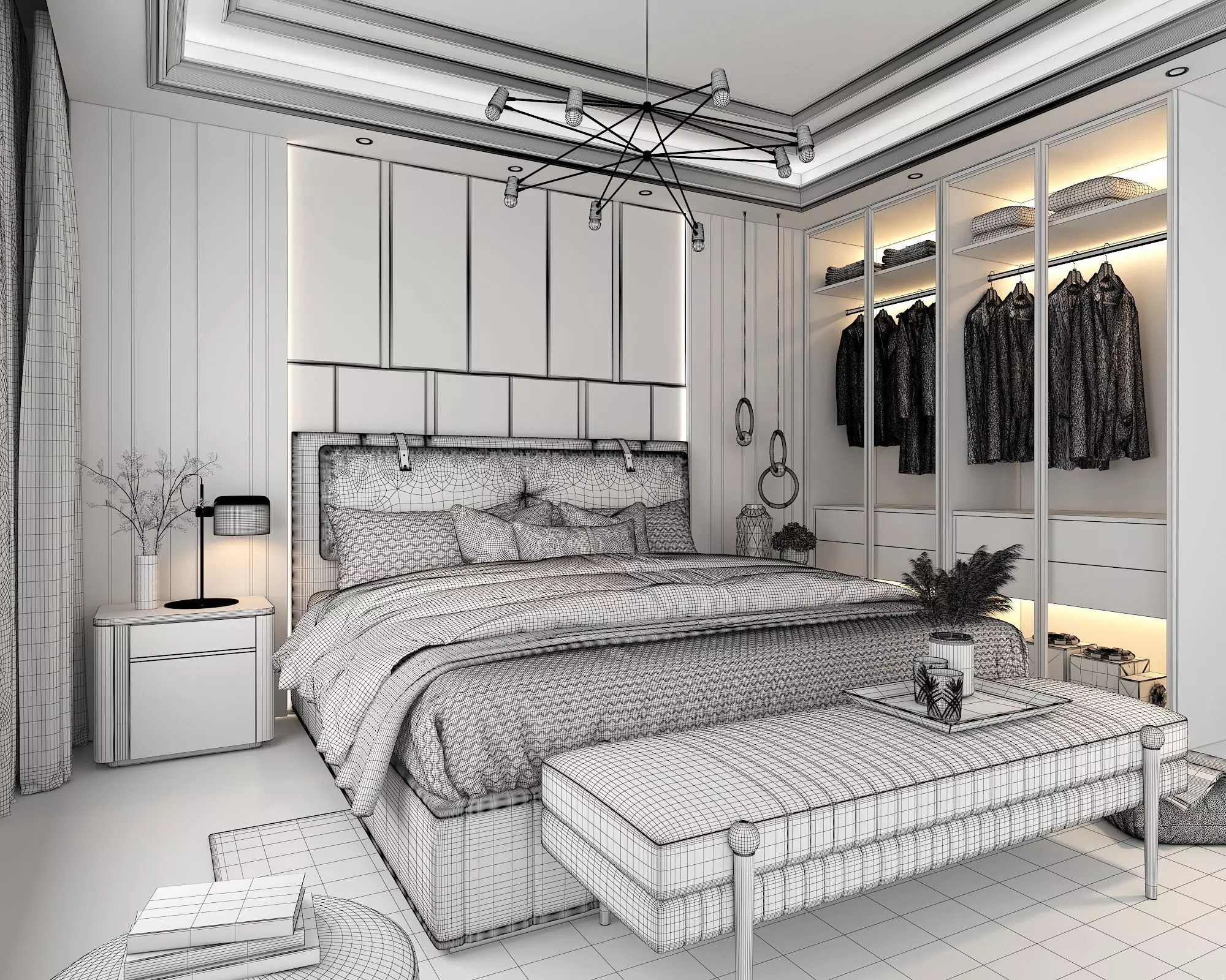 Modern Bedroom Scene 19 3D model_9